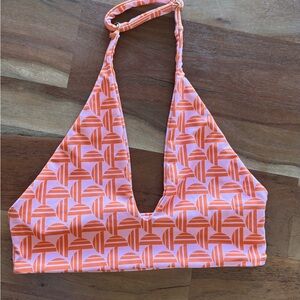 Skatie Orange and Pink Halter Bikini Top
